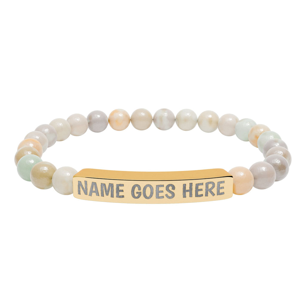 Engraved Natural Stone Stretch Bracelet