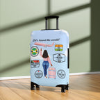 Travel Luggage Cover — "Let's Travel the World" Inspirational Passport Stamp Design