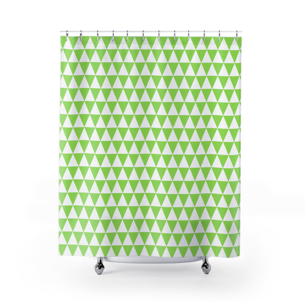 Shower Curtain, Green and White Shower Curtain, Bathroom Decor