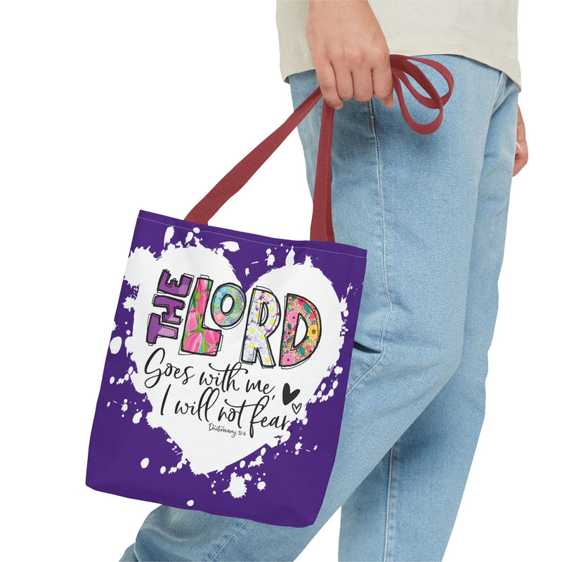 Faith-Inspired Tote Bag | The Lord Goes With Me | Religious Gift, Christian Accessory, Inspirational Bag, Church Tote, Spiritual Shopper