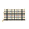 Zipper Wallet, Beige Wallet, Plaid Wallet