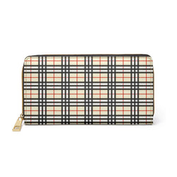 Zipper Wallet, Beige Wallet, Plaid Wallet