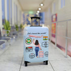 Travel Luggage Cover — "Let's Travel the World" Inspirational Passport Stamp Design