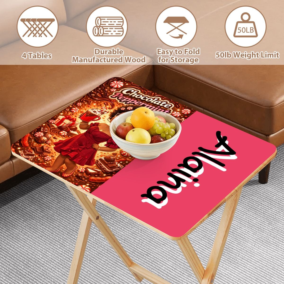 TV Trays with Storage Rack