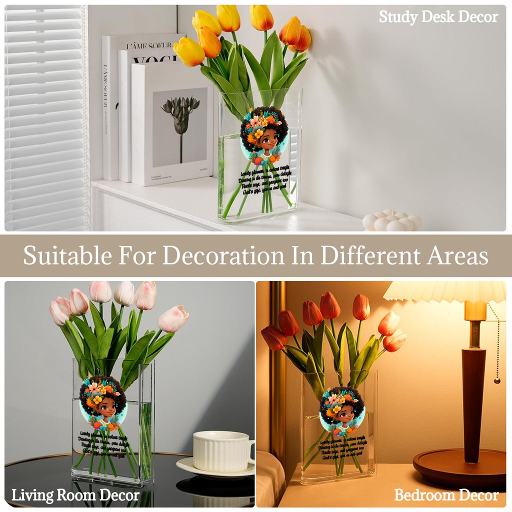 flower girl Acrylic Book Shaped Vase (Two-Sided Print)