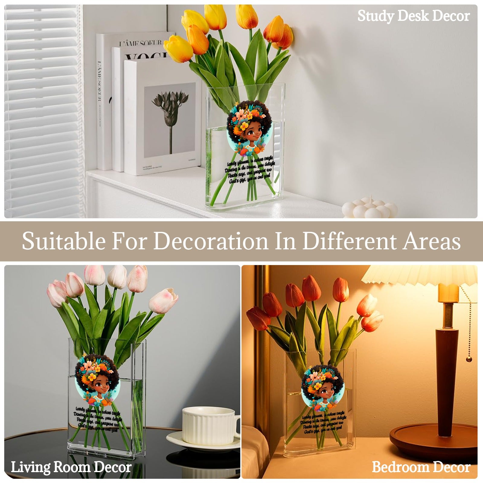 flower girl Acrylic Book Shaped Vase (Two-Sided Print)