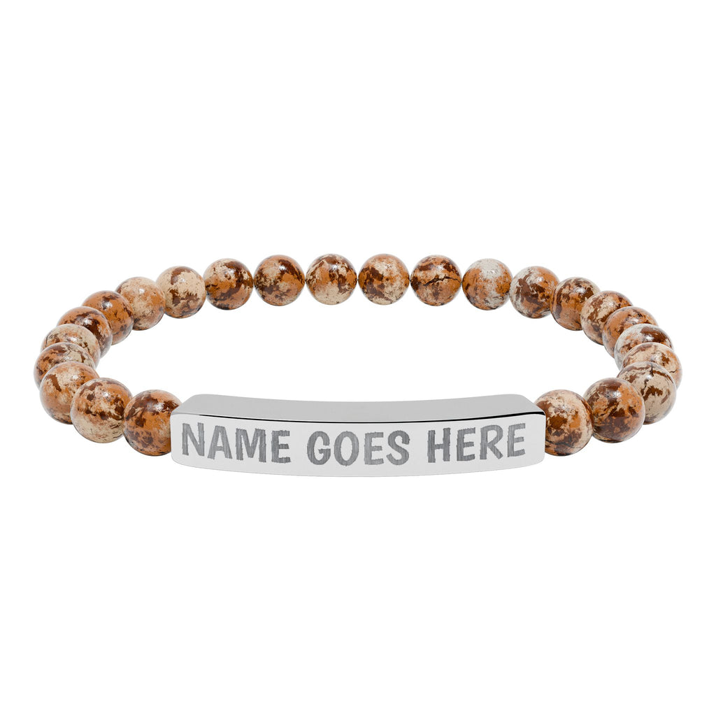 Engraved Natural Stone Stretch Bracelet