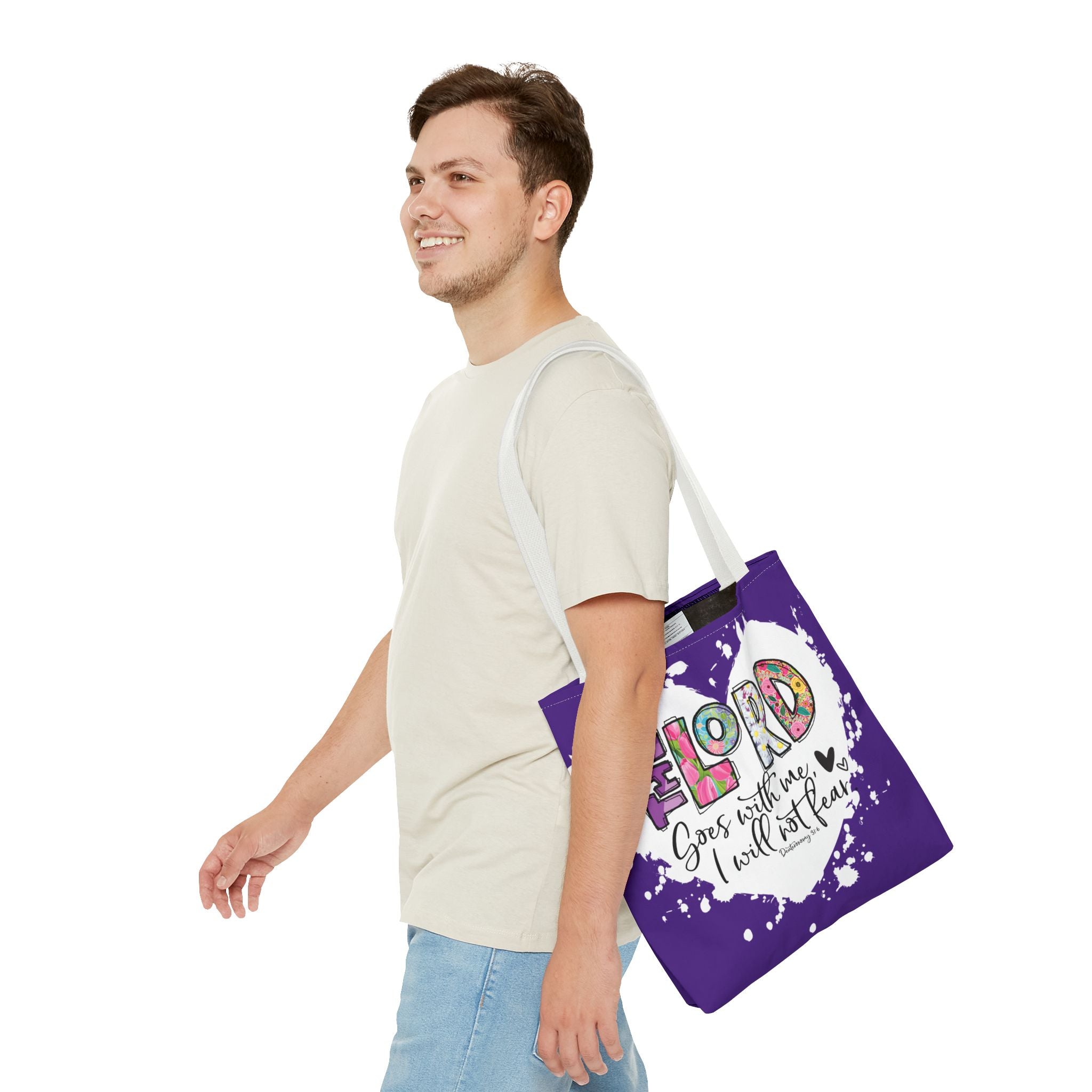 Faith-Inspired Tote Bag | The Lord Goes With Me | Religious Gift, Christian Accessory, Inspirational Bag, Church Tote, Spiritual Shopper