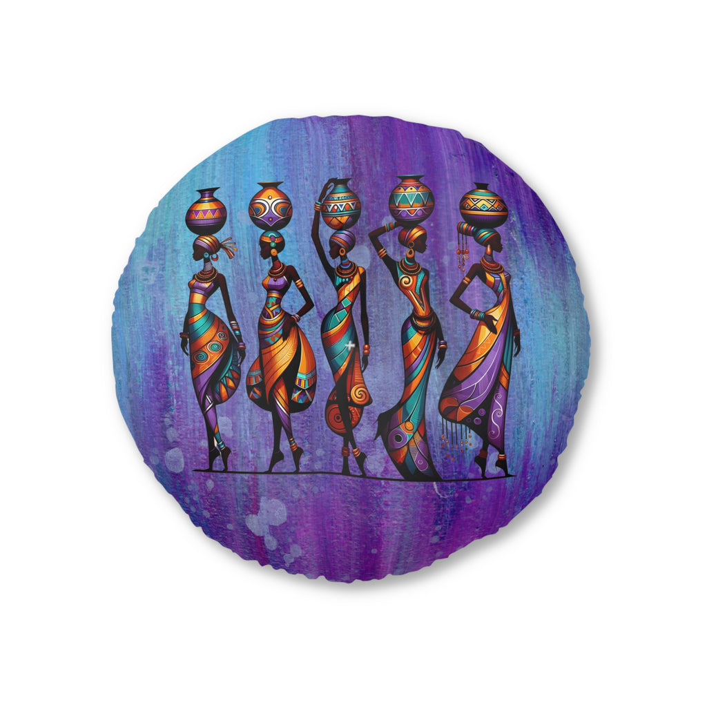Tufted Floor Pillow, Round Floor Pillow, Reading Pillow, African Print Pillow