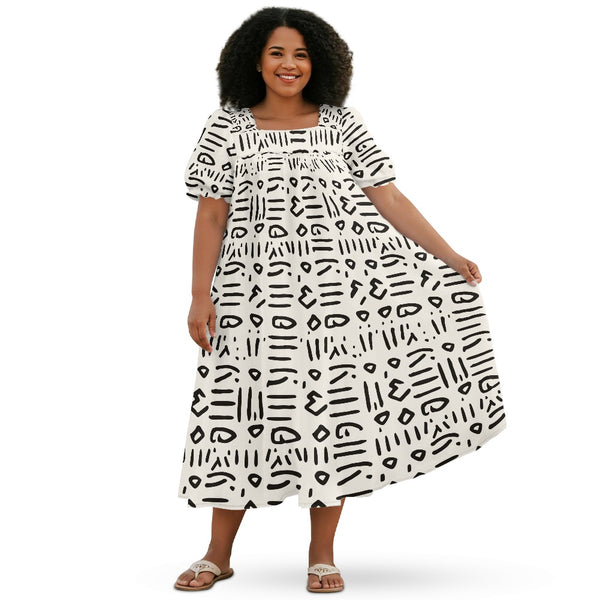 Puff sleeve straight skirt