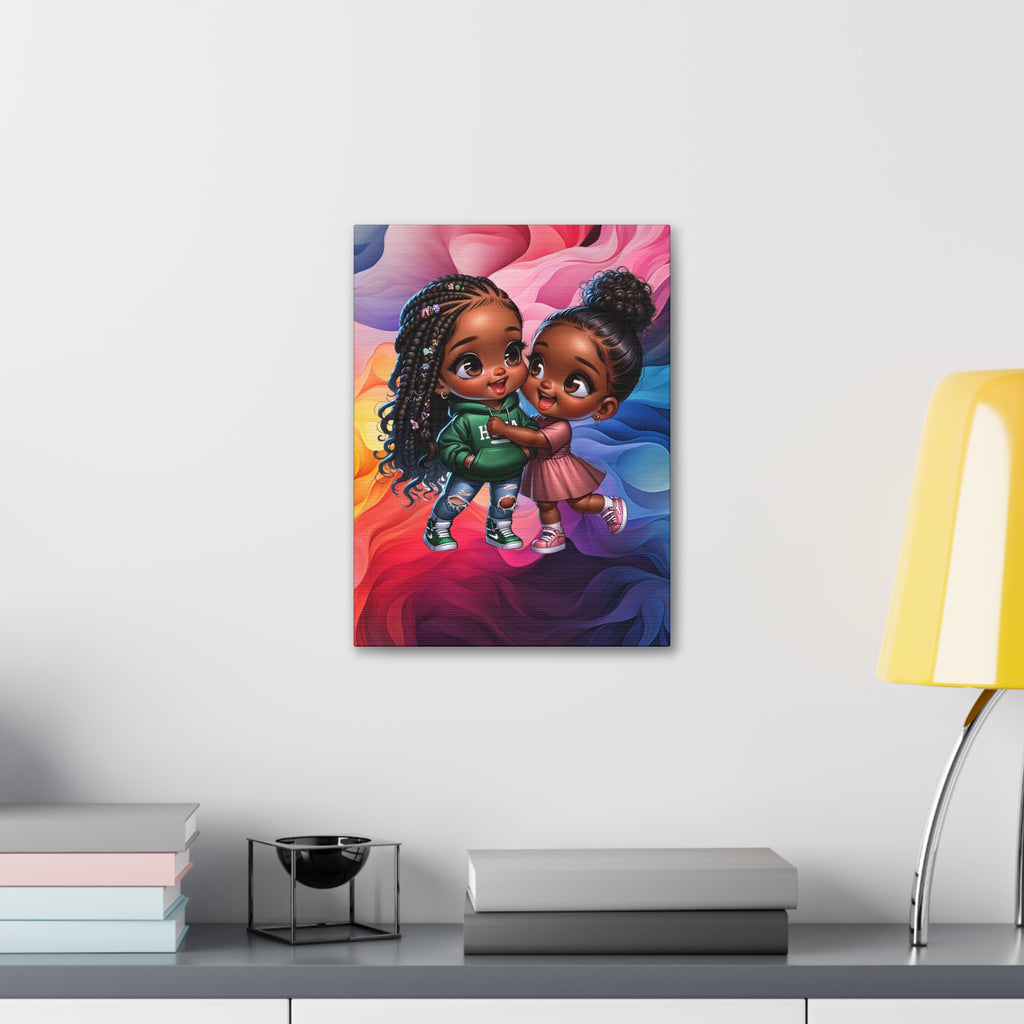 Kids' Canvas Wall Art - Vibrant Friendship Illustration