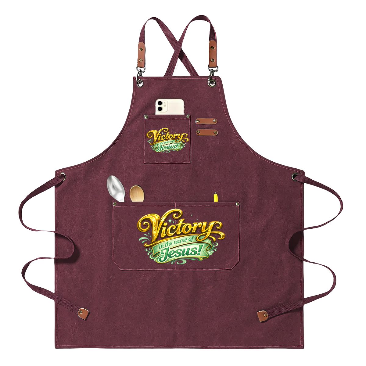 Unisex Canvas Cross Back Apron with Pockets