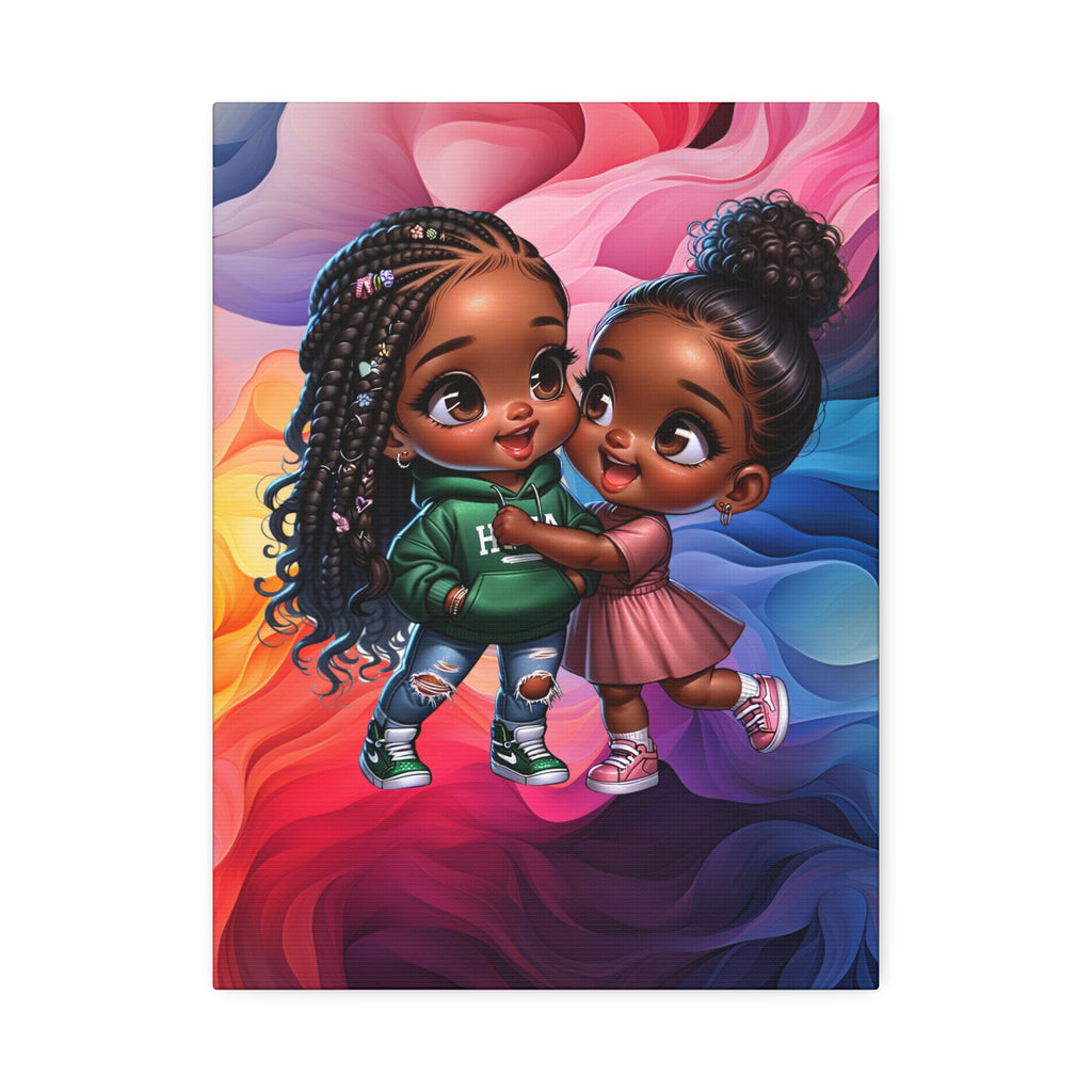 Kids' Canvas Wall Art - Vibrant Friendship Illustration
