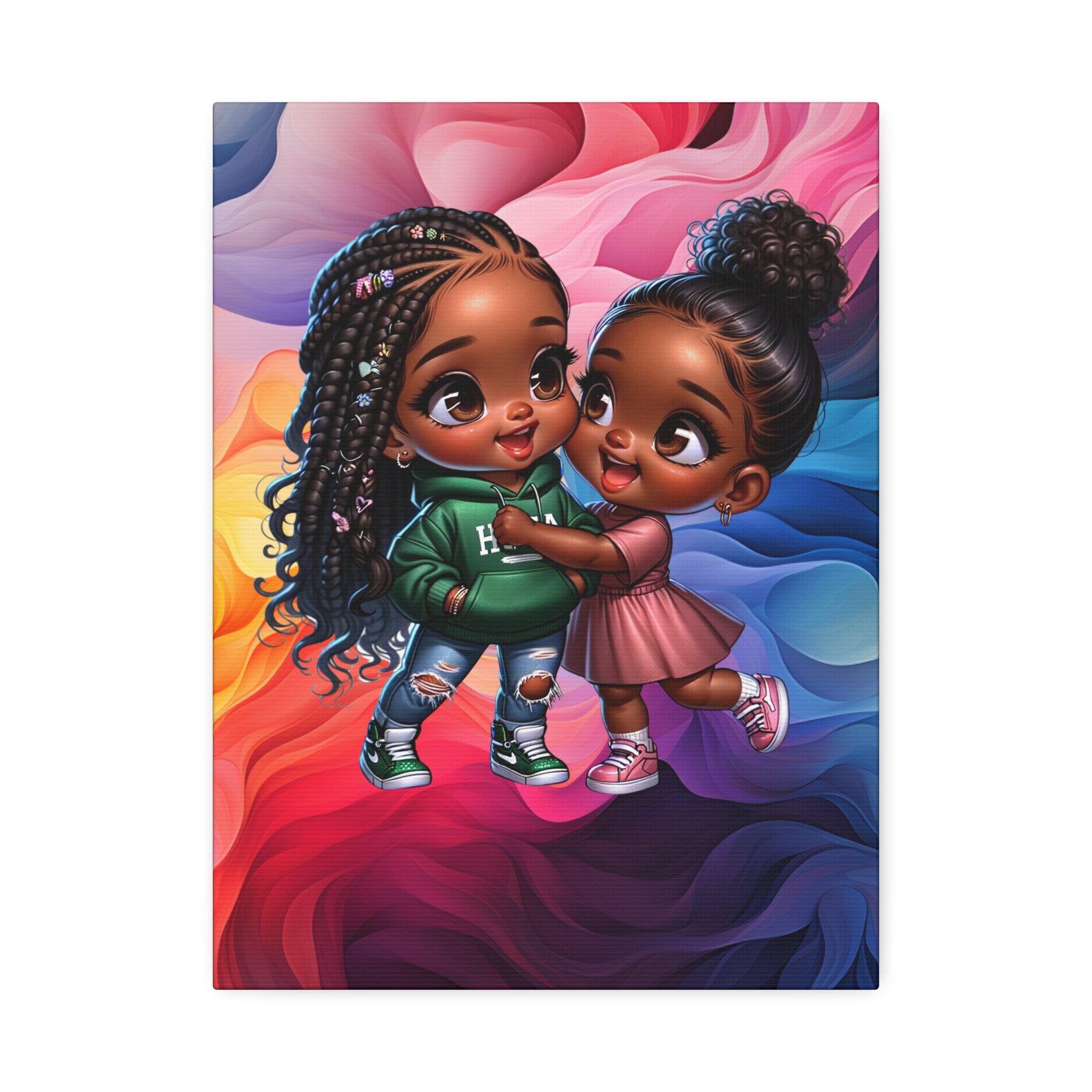 Kids' Canvas Wall Art - Vibrant Friendship Illustration