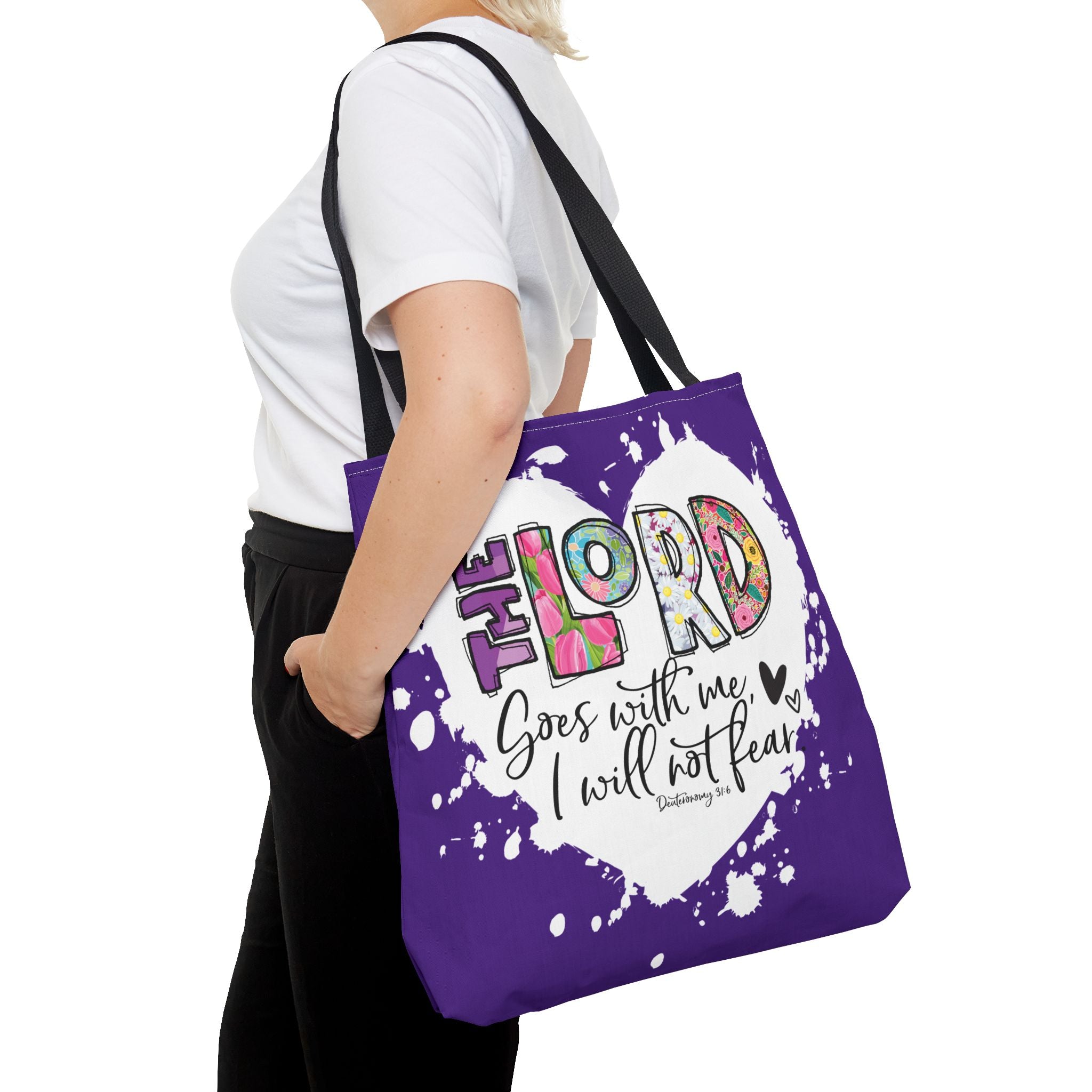 Faith-Inspired Tote Bag | The Lord Goes With Me | Religious Gift, Christian Accessory, Inspirational Bag, Church Tote, Spiritual Shopper