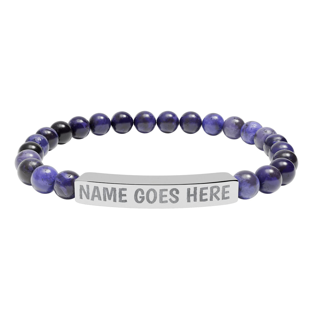Engraved Natural Stone Stretch Bracelet