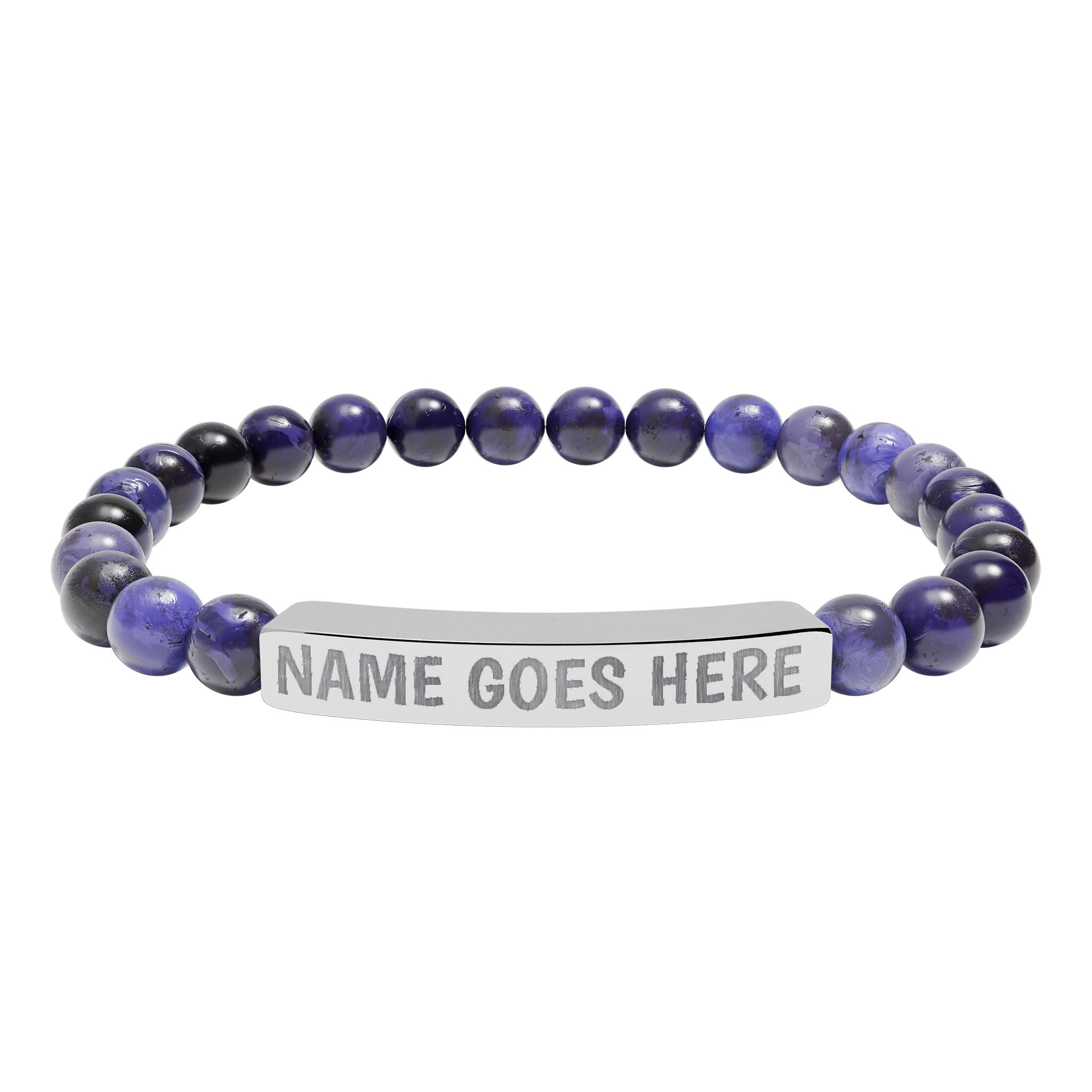 Engraved Natural Stone Stretch Bracelet