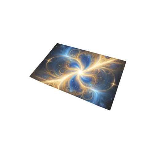 blue and gold pattern Bath Rug 20''x 32''