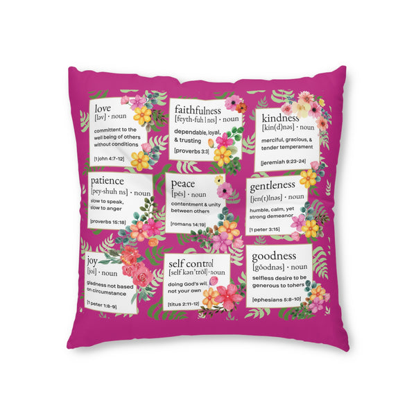 Prayer Pillow, Meditation Pillow, Floor Pillow, Square Pillow, Fruits of the Spirit