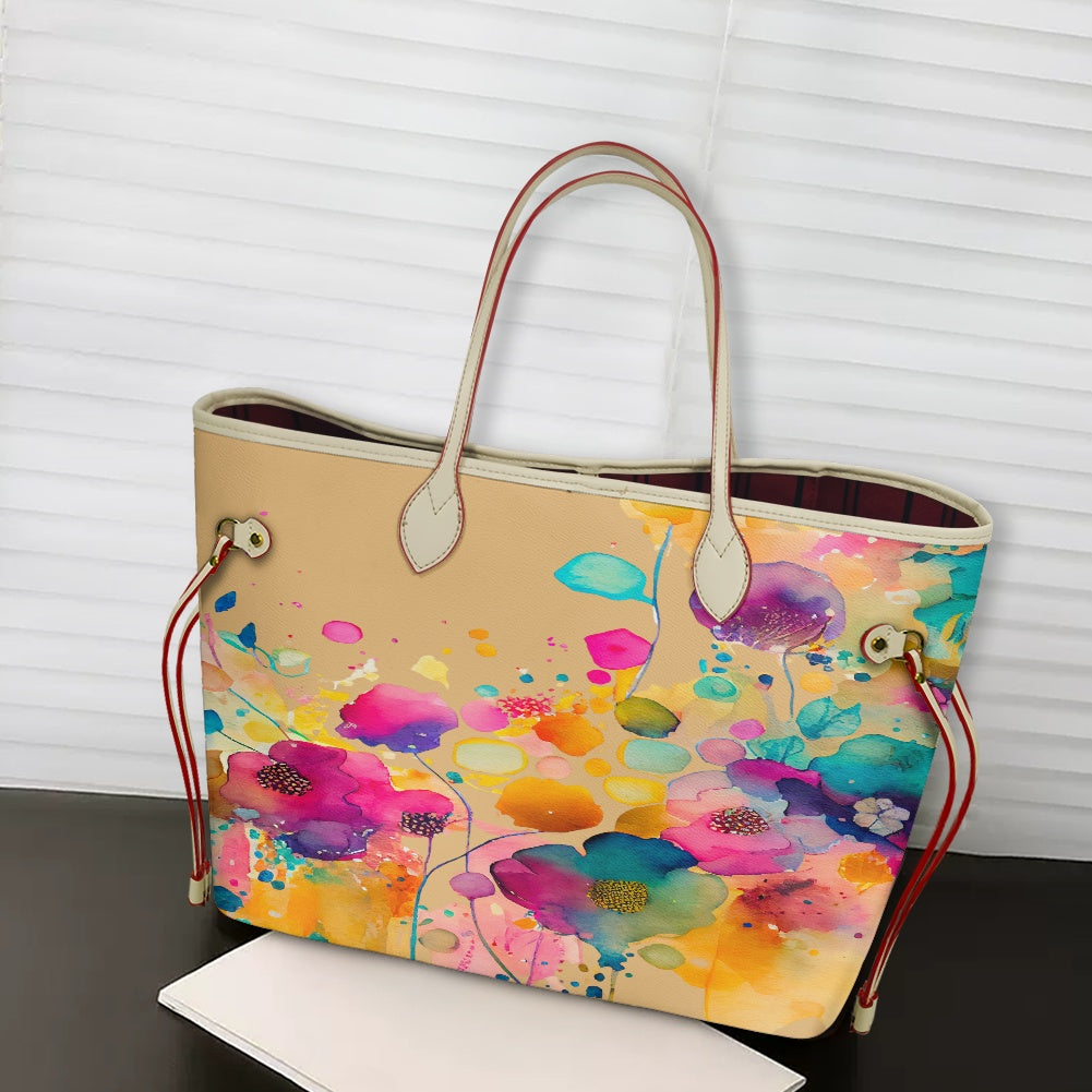 Women PU Leather Handbags, Floral Purse