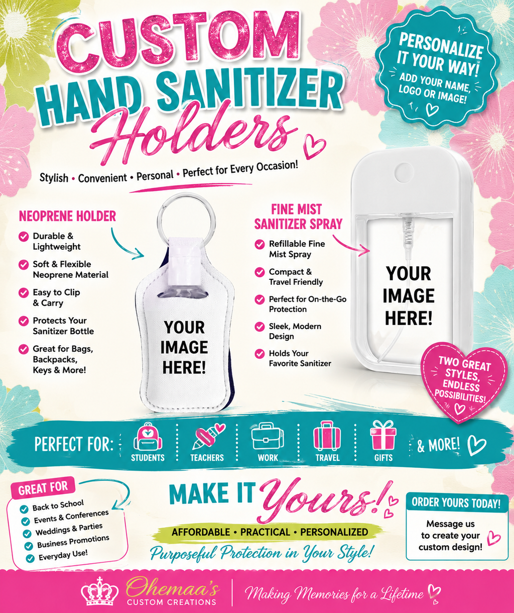 Hand Sanitizer Holder  - Hand Sanitizer Keychain - hand sanitizer pouch- Personalized hand sanitizer holders