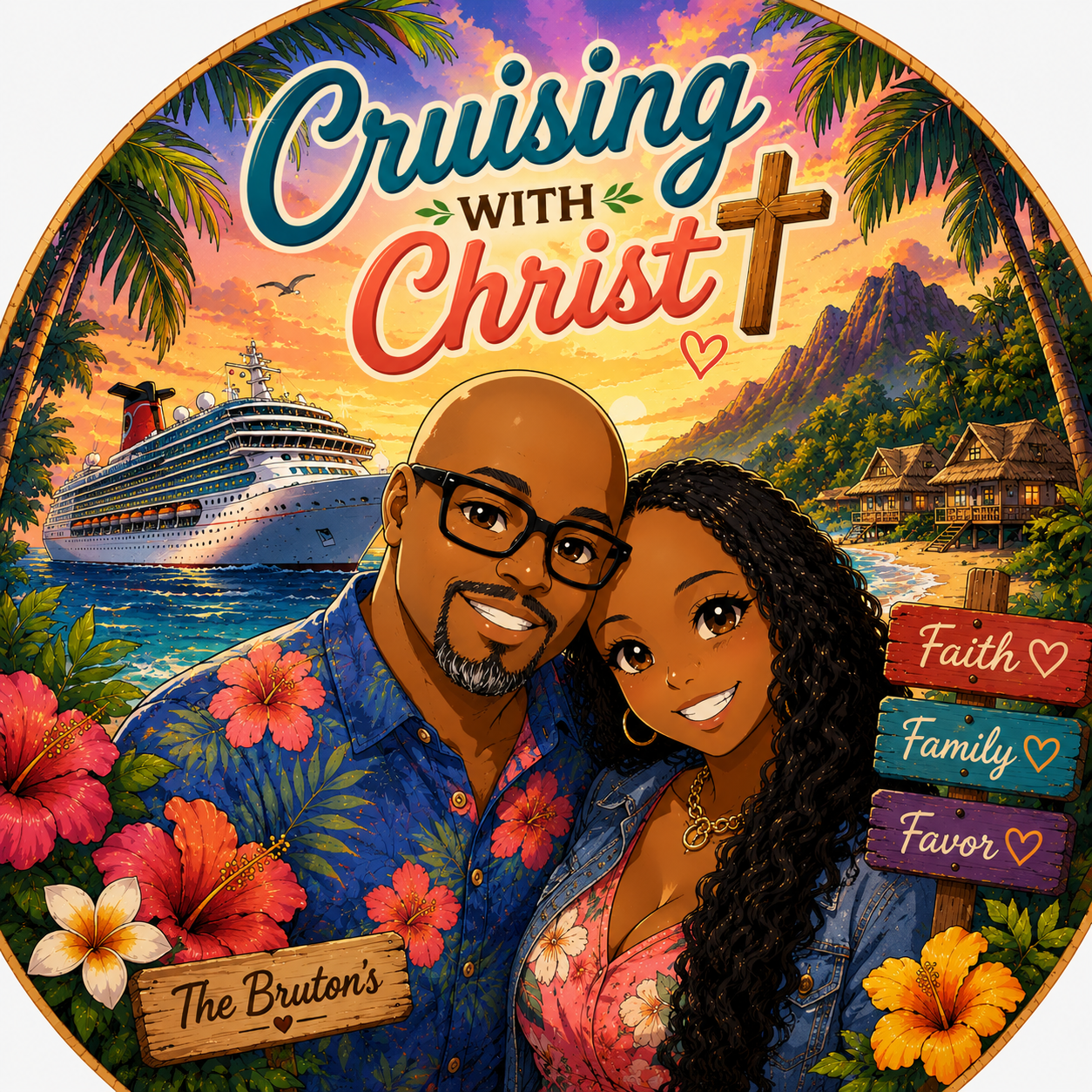 Sign for cruise Round Wooden Door Sign 11.8''