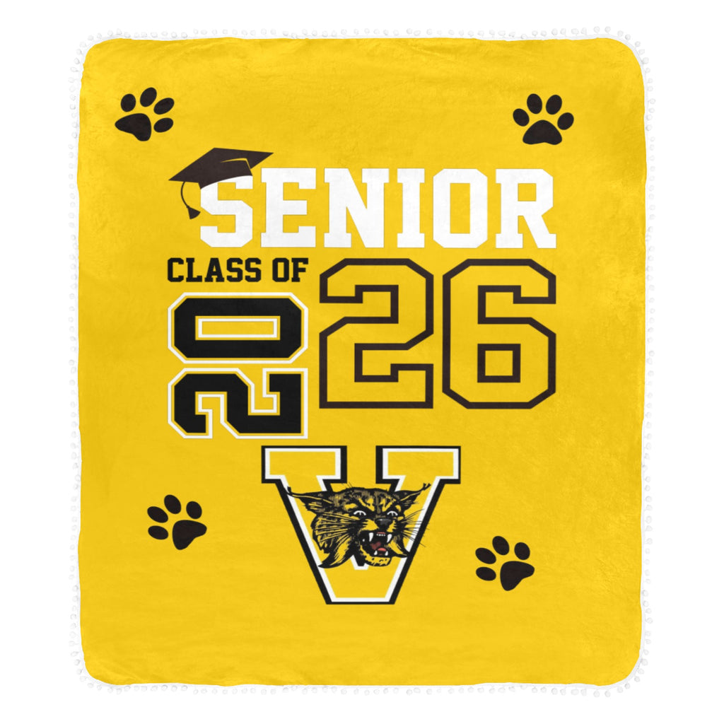 Highschool Blanket Pom Pom Fringe Blanket 60"x80"