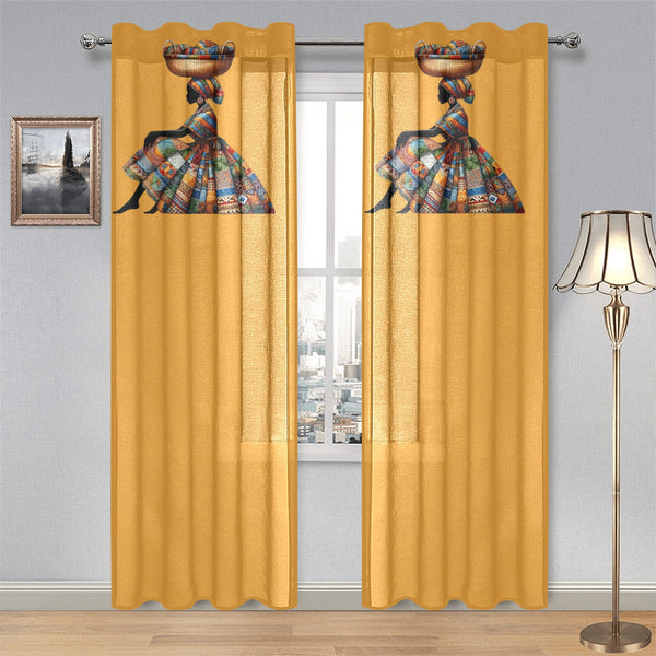 Tangerine Gauze Curtain 28"x84" (Two-Piece)