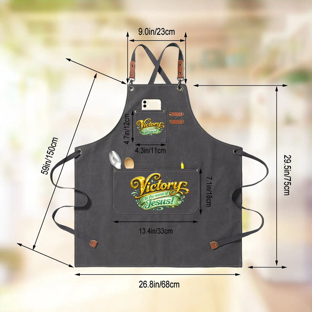 Unisex Canvas Cross Back Apron with Pockets