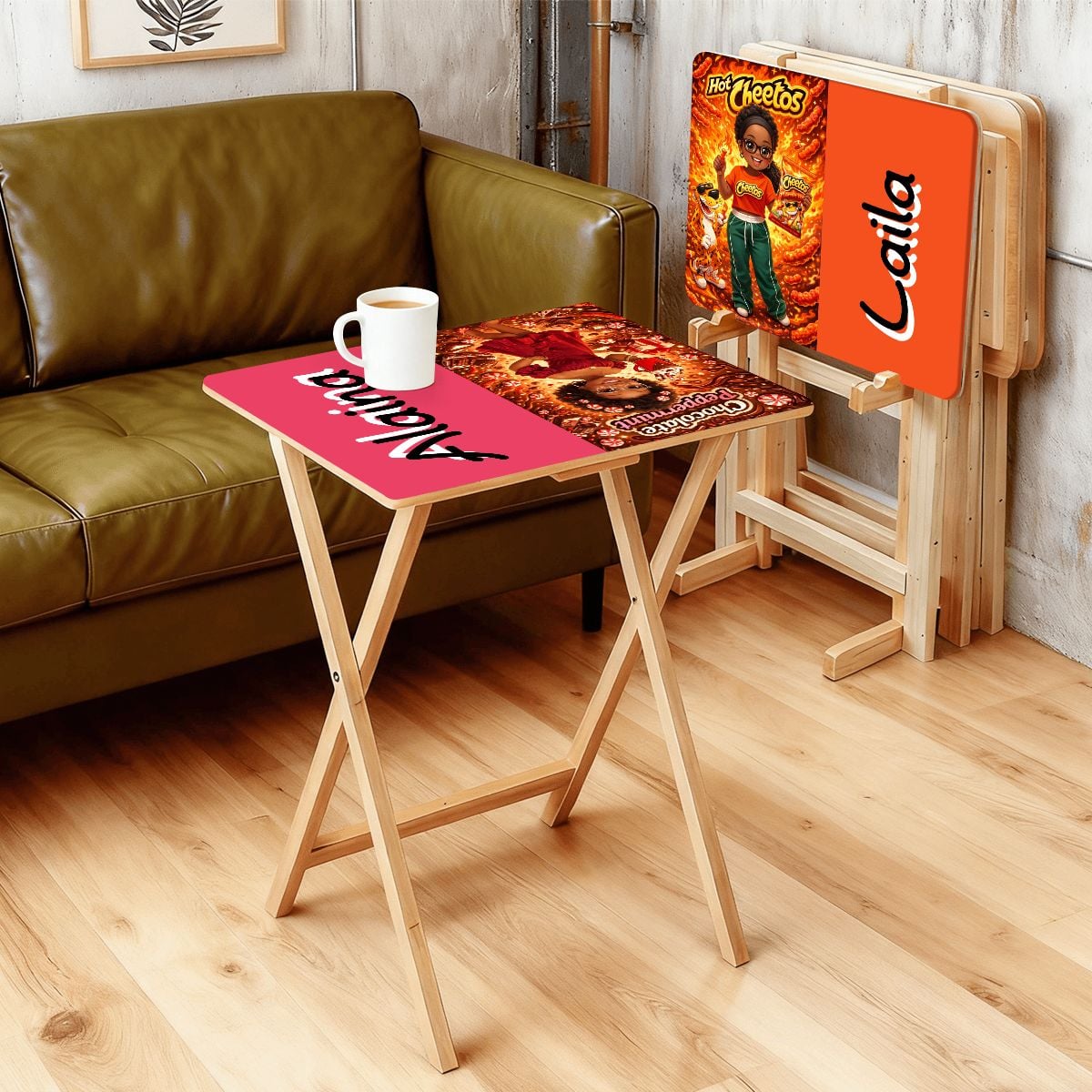 TV Trays with Storage Rack