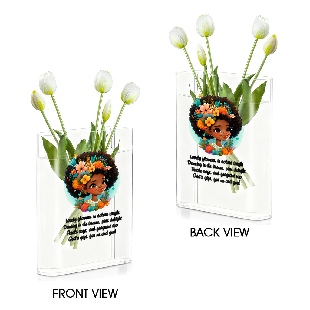 flower girl Acrylic Book Shaped Vase (Two-Sided Print)
