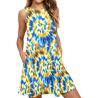 Tie Dye Sleeveless A-Line Pocket Dress