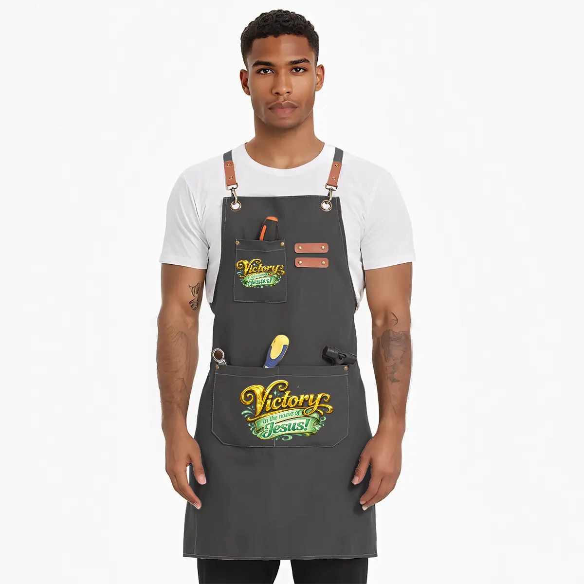 Unisex Canvas Cross Back Apron with Pockets