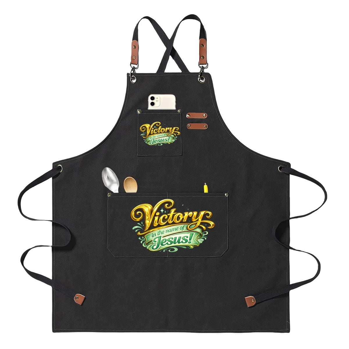 Unisex Canvas Cross Back Apron with Pockets