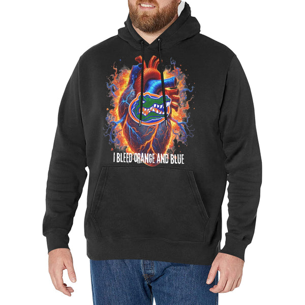 Orange and Blue Men's Fleece Hoodie w/ White Lining Hood (Model H55)