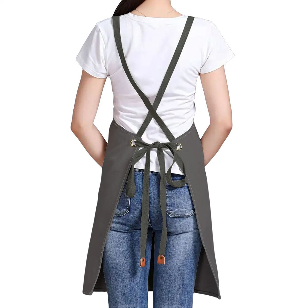 Unisex Canvas Cross Back Apron with Pockets