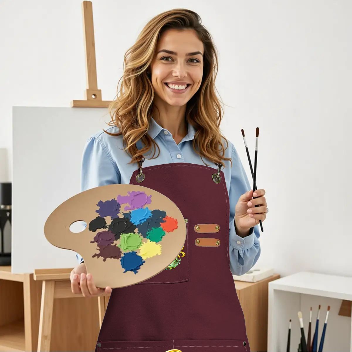 Unisex Canvas Cross Back Apron with Pockets