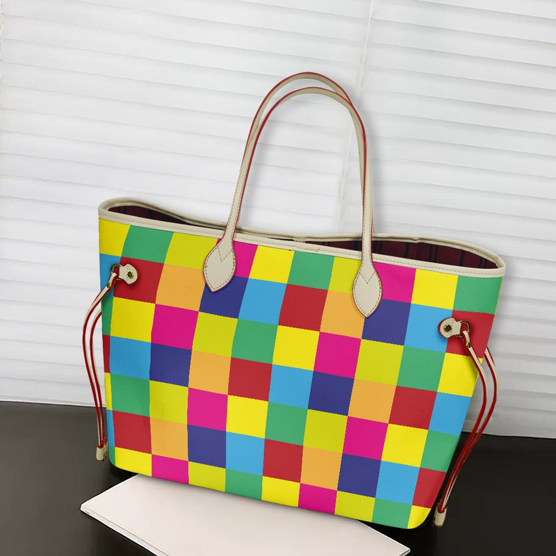Women PU Leather Handbags, Color Block