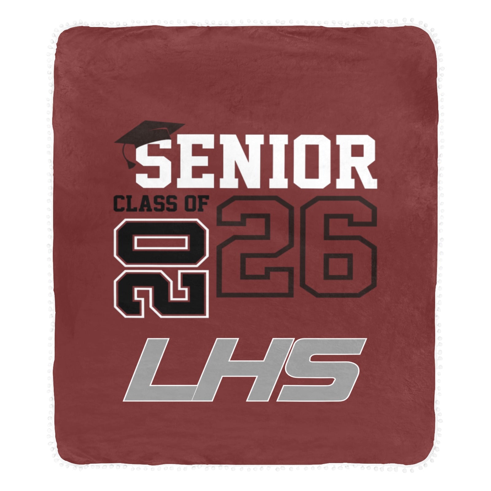 Highschool Blanket Pom Pom Fringe Blanket 60"x80"