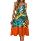 Spaghetti Strap Ankle-Length Dress, Hawaii orange