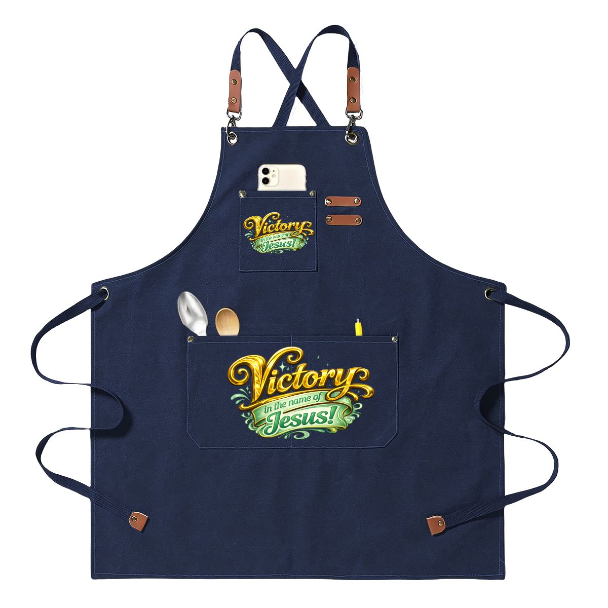 Unisex Canvas Cross Back Apron with Pockets
