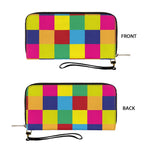 Twill Faux PU Leather clutch bag, Blocks of Color