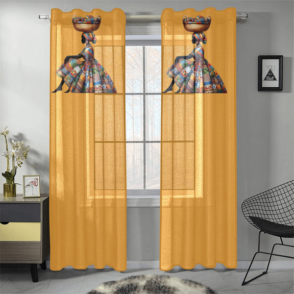 Tangerine Gauze Curtain 28"x84" (Two-Piece)