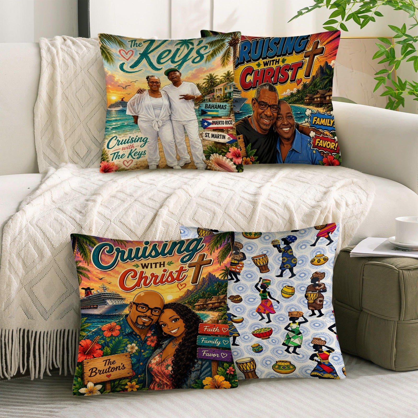 Custom Linen Pillow 18x18inch (with Pillow Core)(Set of 4)