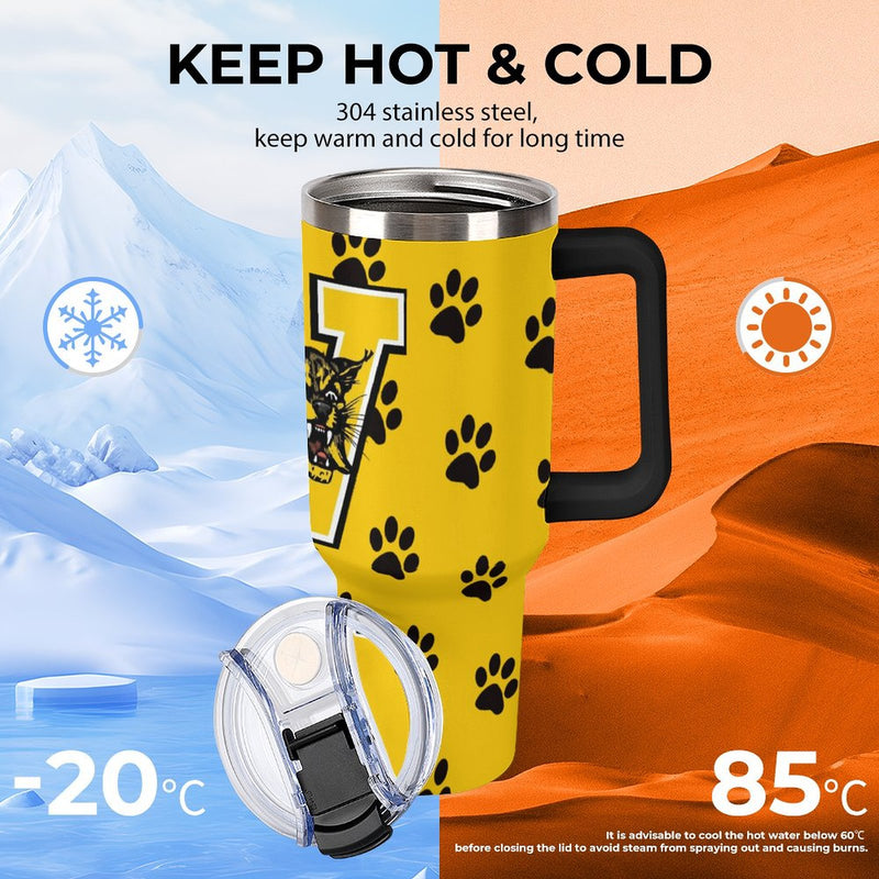 Large capacity car cup 40oz Tumbler with Multi-Color Handle, Wildcat Tumbler, VHS