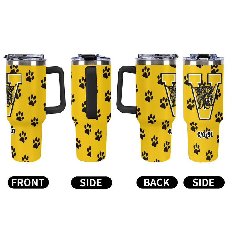 Large capacity car cup 40oz Tumbler with Multi-Color Handle, Wildcat Tumbler, VHS