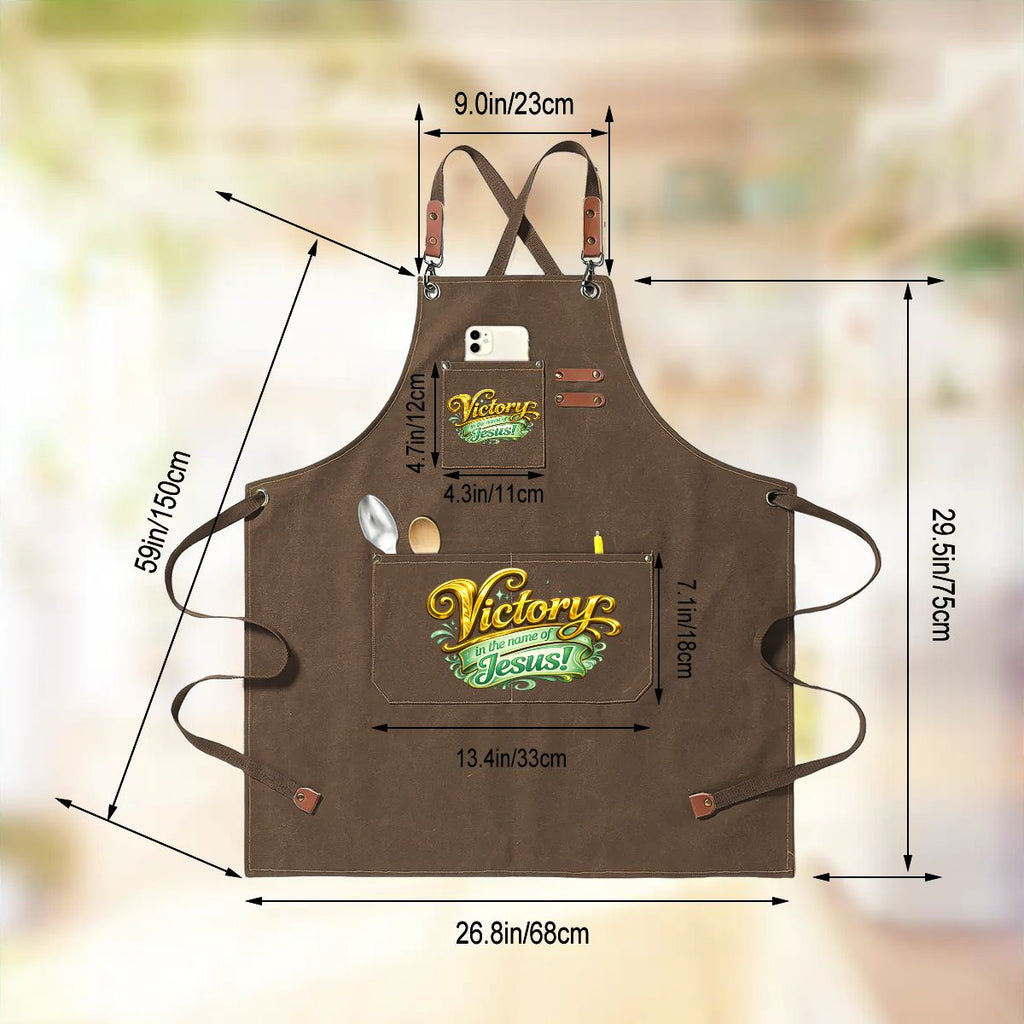 Unisex Canvas Cross Back Apron with Pockets