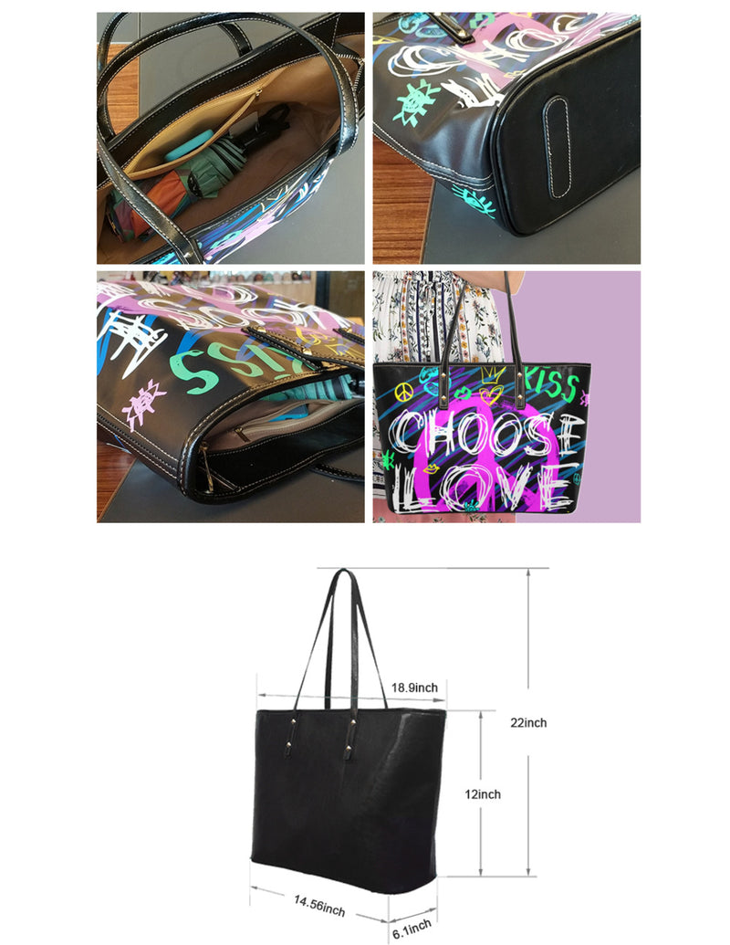 Chic Leather Tote Bag/w Matching Wallet