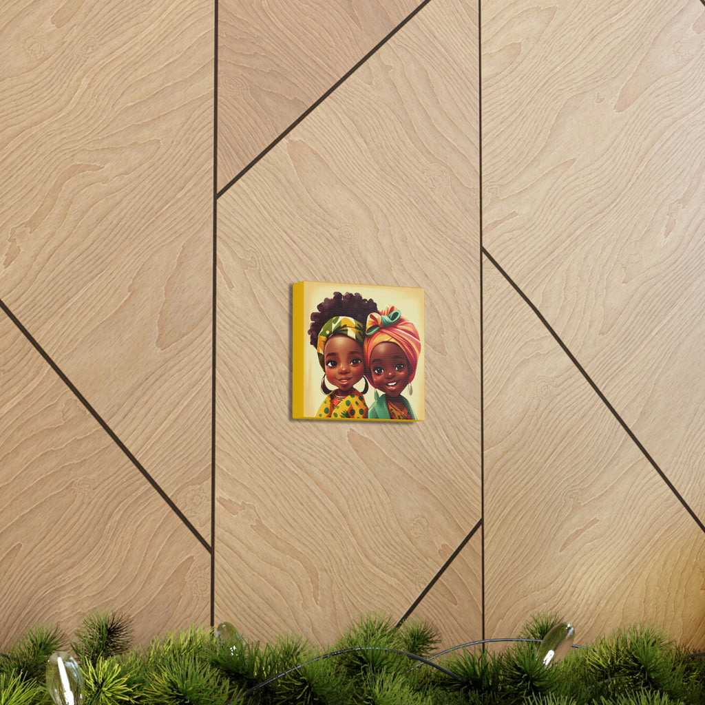 Cute Afro Girls Canvas, African Canvas, Canvas for Home Decor, Wall Decoration, Housewarming Gift, Girls Canvas