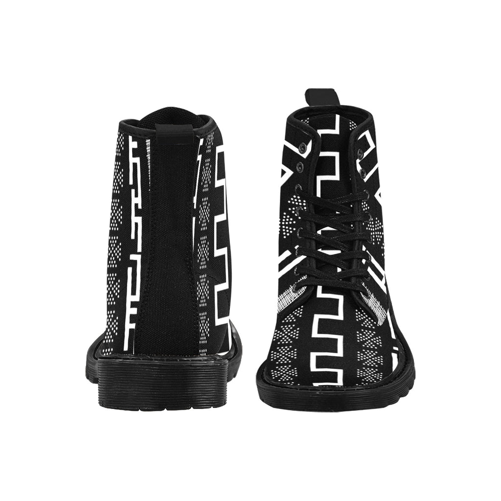 African Print Martin Boots for Women (Black) (Model 1203H)